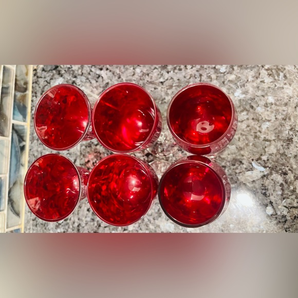 Vintage Ruby Red Cordial Set of 6 Crystal Glass Stems 5" Tall - Picture 10 of 11